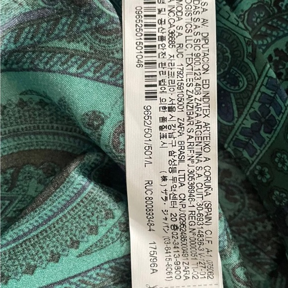 ZARA NWT SS21 WOMAN PRINTED SHIRT DRESS Color “Bottle Green” Size Large - Picture 8 of 9